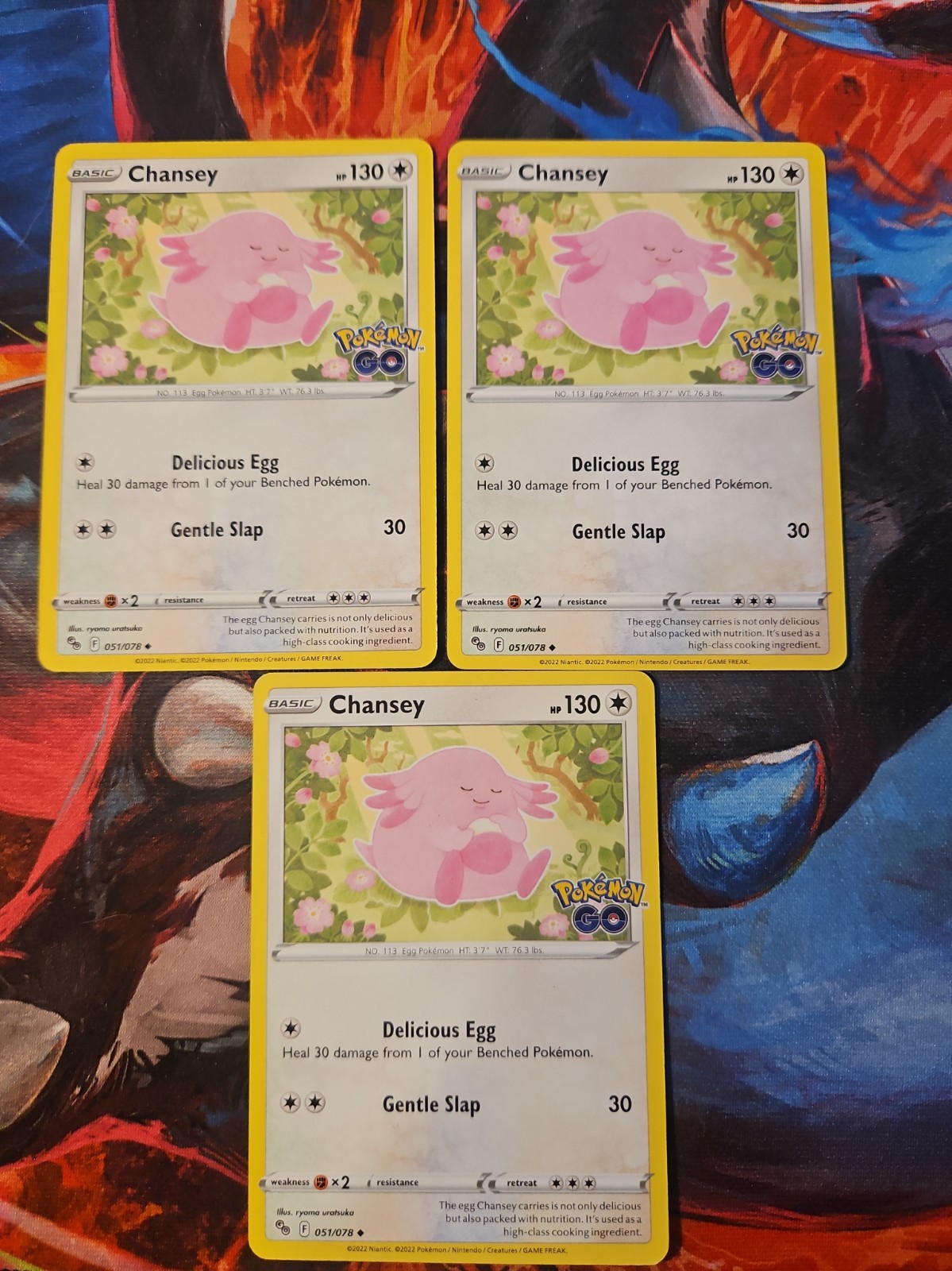 Pokémon Go Chansey 2022 Sword & Shield Basic/Uncommon Card #51 x3