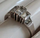 Vtg Sterling Silver 3 Stone Art Deco Style Marcasite Ring Sz 7 Emerald Cut Prong