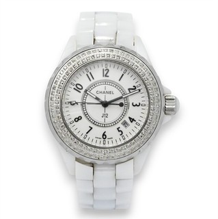 VINTAGE LADIES CHANEL 12J DATE WHITE CERAMIC QUARTZ WRISTWATCH STAINLESS STEEL