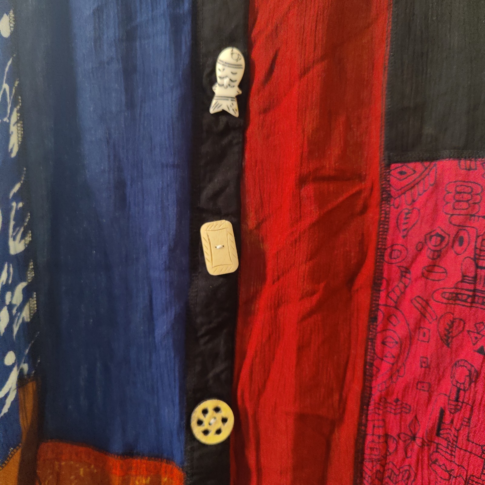 LA Cera patchwork dress with pockets button Up si… - image 4