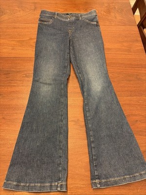 SPANX Jeans Women L Blue Clean Indigo Bootcut Trousers Cowgirl Western Stretch