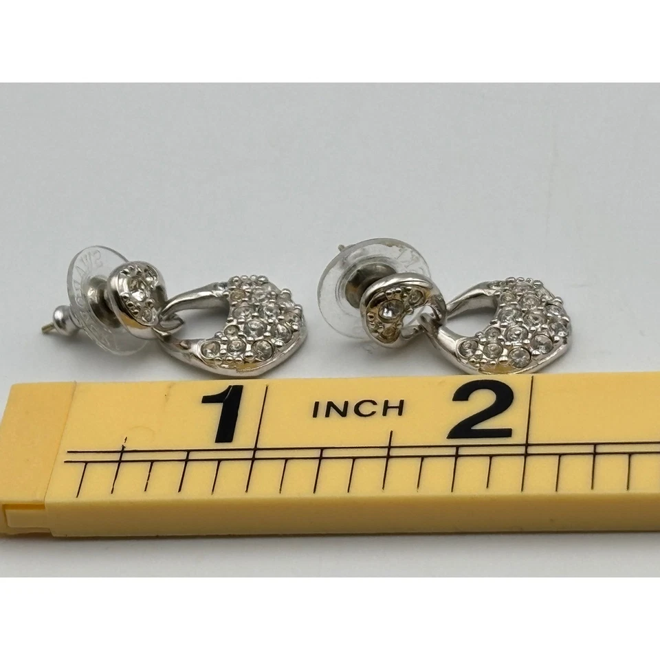 Pendientes colgantes de aro recubiertos de cristal de Swarovski tono plata brillante regalo navideño para Foto 4 de 4