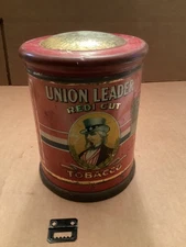 Vintage Union Leader Redi- Cut Round Tobacco Tin, P Lorillard Company