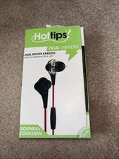 Earbuds Dual Driver Hot Tips With In-line Remote & Mic 4 Ft Cord