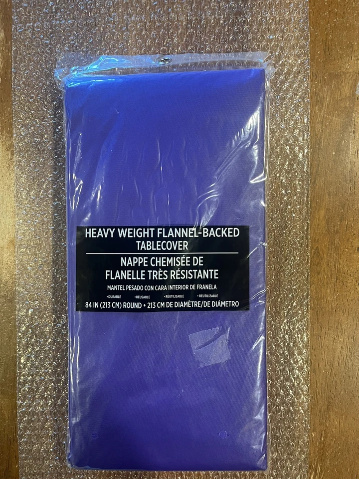 Amscan Heavy Weight Vinyl Flannel Backed Tablecloth -- Purple - 84 In Round NIP - Image 4 of 4