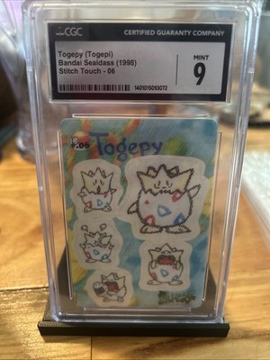 PSA 9 Mint | Pokemon Japanese Sealdass Stitch Touch Togepi Togepy #06 Card 1998