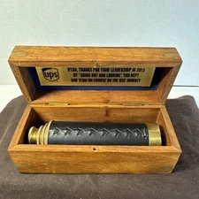 Marine Telescope Brass Leather Maritime 6” Spyglass w/ Wood Box Home Decor