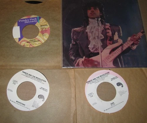 Prince & The Revolution 7" LOT Promo KISS Mountains I WISH U HEAVEN Purple Rain