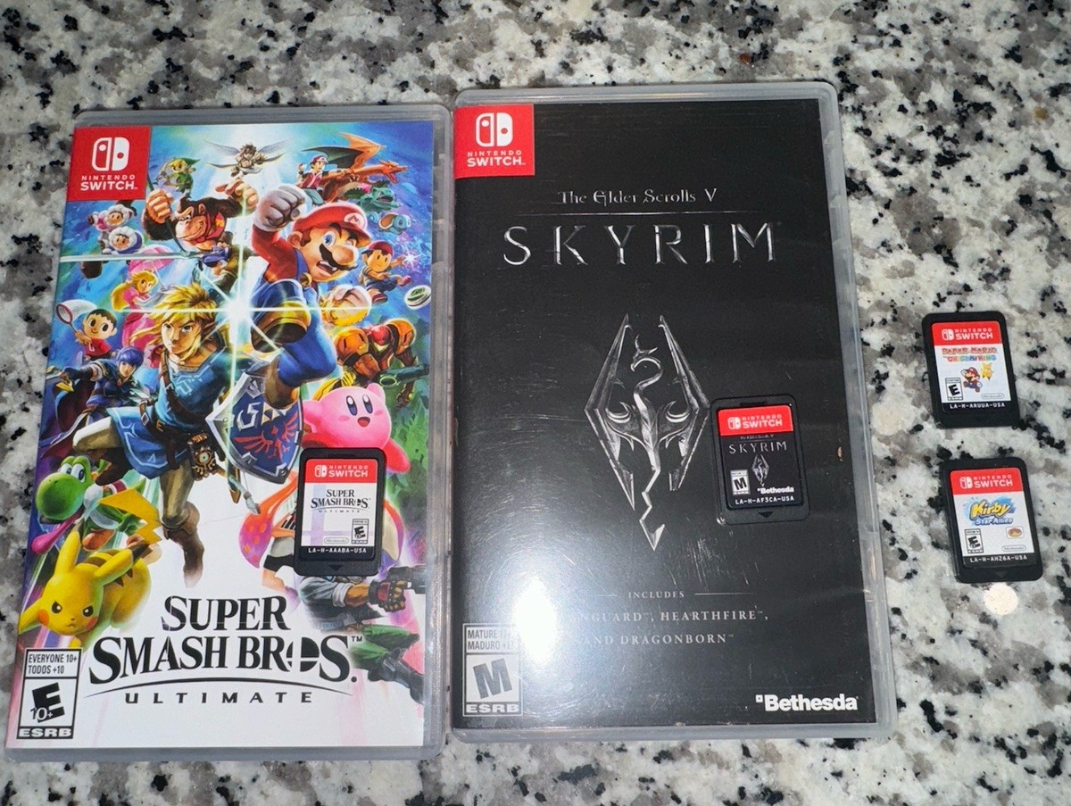 Switch Game Bundle: Smash Bros, Skyrim, Kirby Star Allies, Paper Mario  Origami