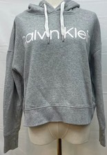 Calvin Klein Performance Womens Medium Gray Cropped Logo Pullover Hoodie M