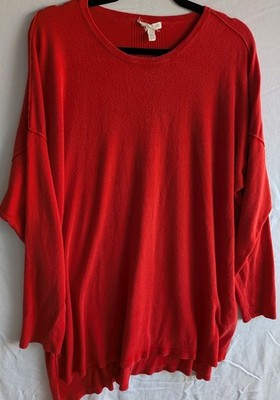 Eileen Fisher Women's Red Tencel Lyocell Knit Pullover Sweater XL