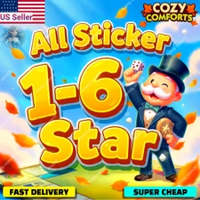 GOLD Sticker Available 🔥 Monopoly Stickers Go! 1⭐-6⭐ CHEAPEST🔥SUPER FAST⚡24/7