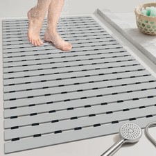 Large Shower Mat, 35.4 x 24 Inch No Suction Cup Shower Mat Non Slip, Quick Dr...