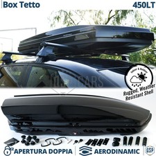 Box Tetto 450LT Per Fiat Freemont Baule Portabagagli Nero Lucido Aerodinamico