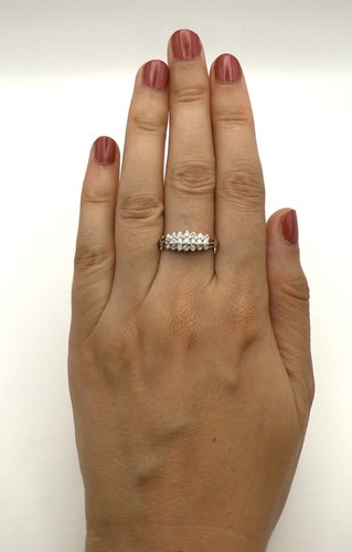 9ct White Gold Diamond Ring White Gold Real Natural Diamond Cluster Ring For Her - Picture 8 of 24