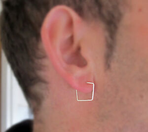 piercing hoop earring silver 12mm cartilage ear sterling square mens