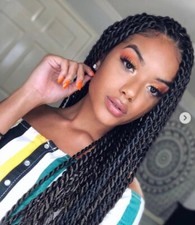 Women Long Senegal Twist Braids Wig Lace Front Big Box Braid Wig Twist Braid Wig