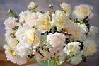 Still Life with Peony Bouquet oil painting Giclee art HD Printed on canvas L3358