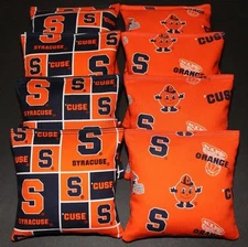 8 CORNHOLE BEAN Bags made w SYRACUSE University Fabric ACA Reg Bags Handmade!