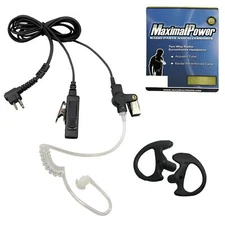 MaximalPower 2-Wire Headset for Motorola radio w/ Earmold/Eartip/Earpiece Parts