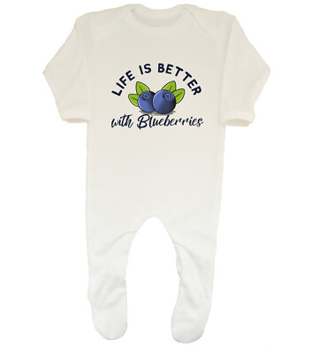 Life is Better with Blueberries Baby Grow Schlafanzug Blaubeerliebhaber Jungen Mädchen