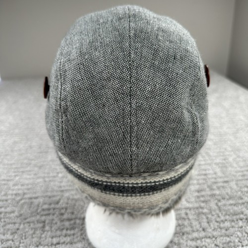 Duluth Trading Co Cap Hat Medium Grey Ear Flaps Knit Bill Lined Faux Fur Winter - Picture 5 of 14
