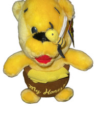 TOY WORKS Winnie the Pooh 10" Plush Toy Stuffed Animal MY HONEY Pot Bee on Nose
