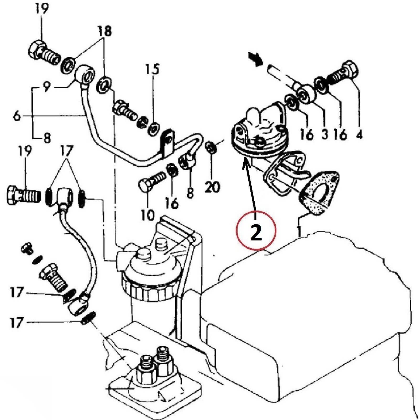 Genuine YANMAR Fuel lift pump Feed pump 2GM20 3GM30 129301