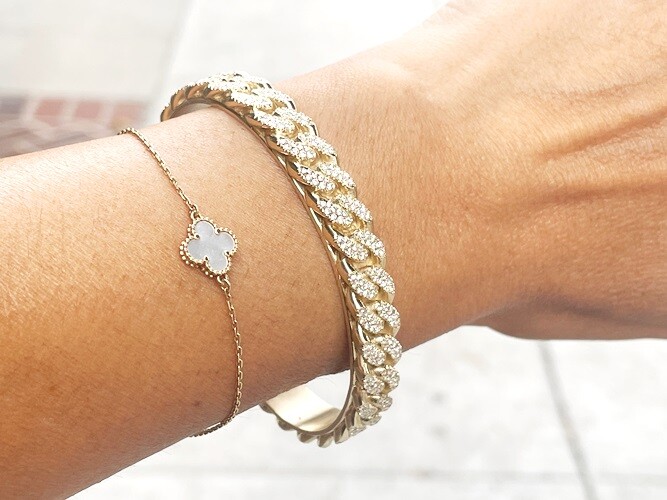 18K Yellow Gold Jean-Louis Shaki Diamond Cuban Link Cuff Bracelet  Carats