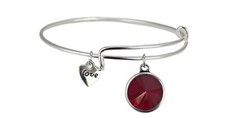 Birthstone Bracelets Expandable Heart Charm Bracelet Silver