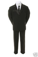 New Born Baby Toddler Boy Black FORMAL Church Wedding Party SUIT TUXEDO sz S-20