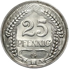 Deutsches Reich - Kaiserreich - J. 18 - M&uuml;nze - 25 Pfennig 1911 G - Nickel