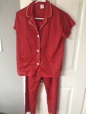 Vintage JC PENNY Soft RED Two Piece Pajamas 100 Antron III Nylon Size 38 Medium