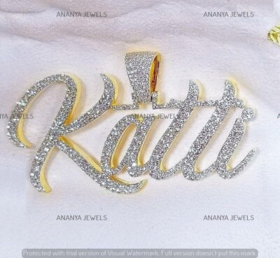 CT Round Cut Moissanite Customized Name Letter Pendant 14k