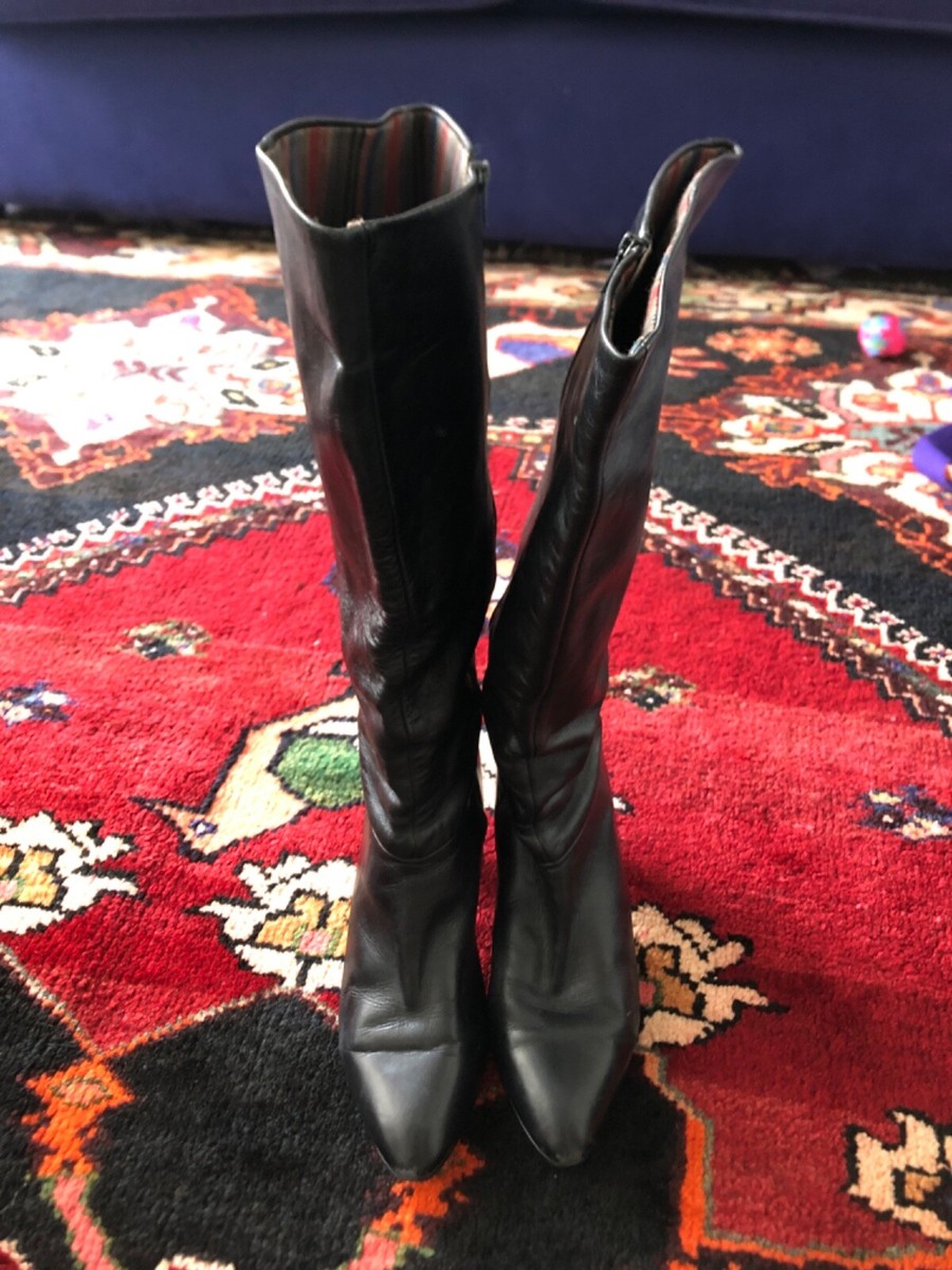 Gabor vintage leather knee high boots size slim/med calf black