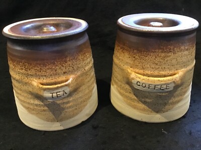 Handgefertigte Studiokeramik Steinzeug Haferflocken Glasur Tee & Kaffee Kanister