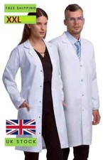 WHITE STANDARD CLASSIC LAB COAT HYGIENE WAREHOUSE LABORATORY DOCTORS MEDICAL UK.