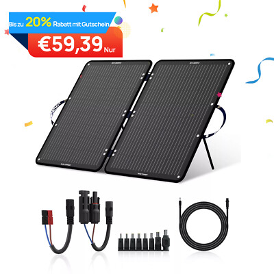 12V 100W Tragbar Faltbar Solarpanel Solartasche Solarmodul für PowerStation RV