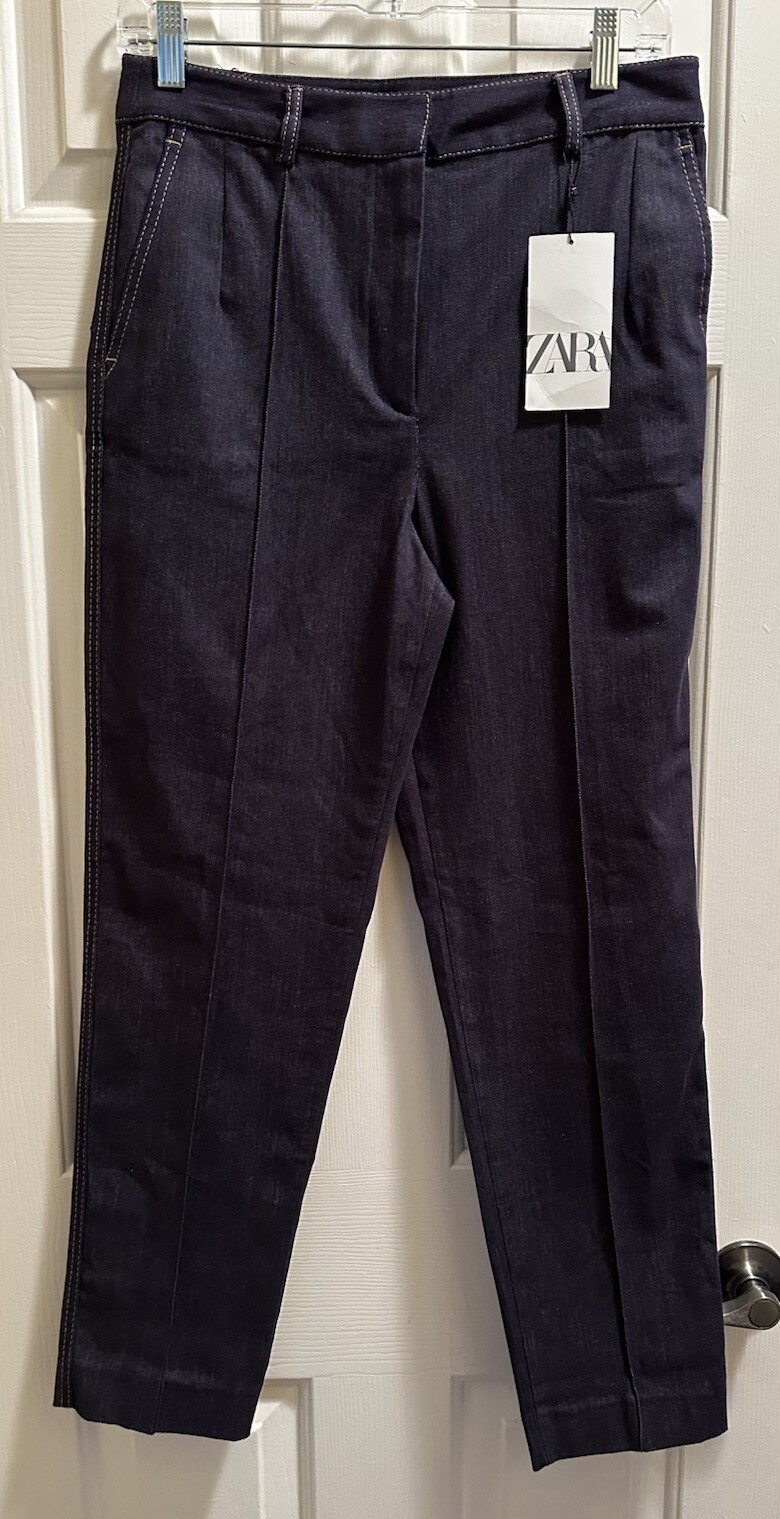 Zara Dark Blue Denim Looking Dress Pant, Size Medium, Womens