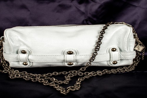 HELEN WELSH Vintage White Bronze Dice Charms Chain Leather Women Satchel Handbag