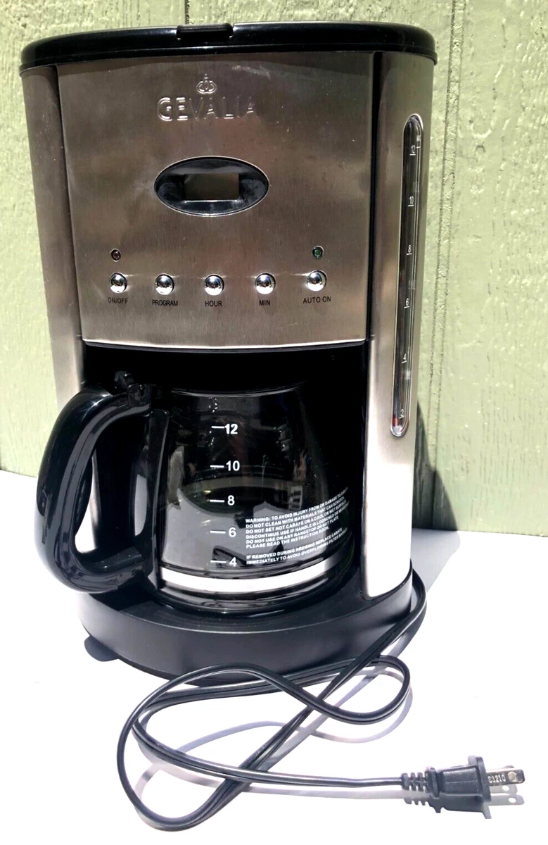 GEVALIA PROGRAMMABLE Stainless Steel Black 12 Cup Coffee Maker