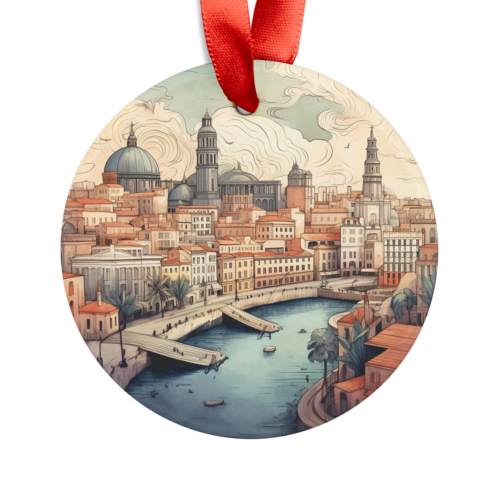 Valencia Spain Skyline Personalized Acrylic Ornament