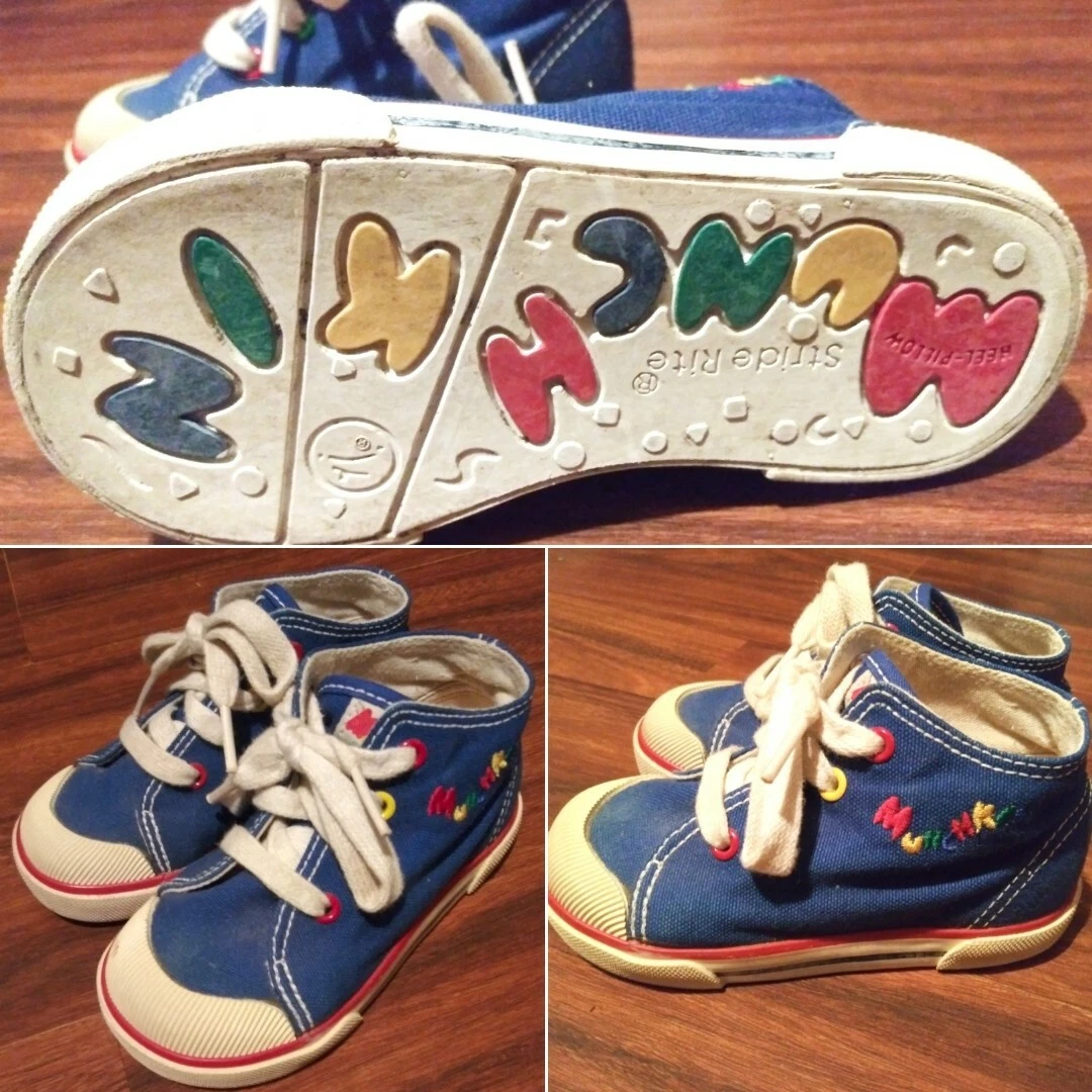 Vtg 80 s Munchkin Stride Rite First Shoes Primary Rainbow Toddler
