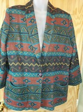 Vintage Women's Southwestern Aztec Blazer Tapestry- Fits Like XL One Button