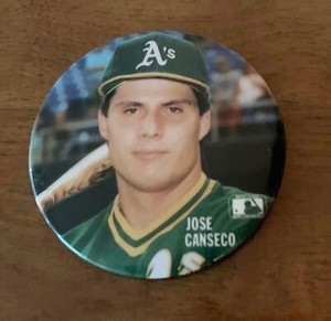Jose Canseco, Oakland A’s Vintage MLB Baseball Pin-Back Button