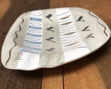 California Pottery Sascha Brastoff Ashtray F1 Vintage Gold Rooster Atomic AS IS 