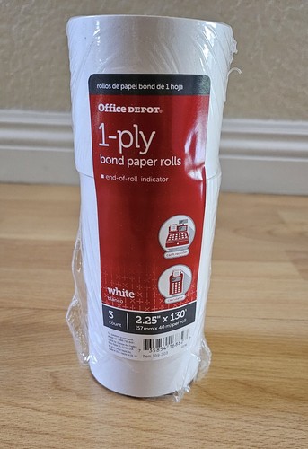 Office Depot 1-Ply Paper Rolls, 2.25inch by 130 feet Pack of 3