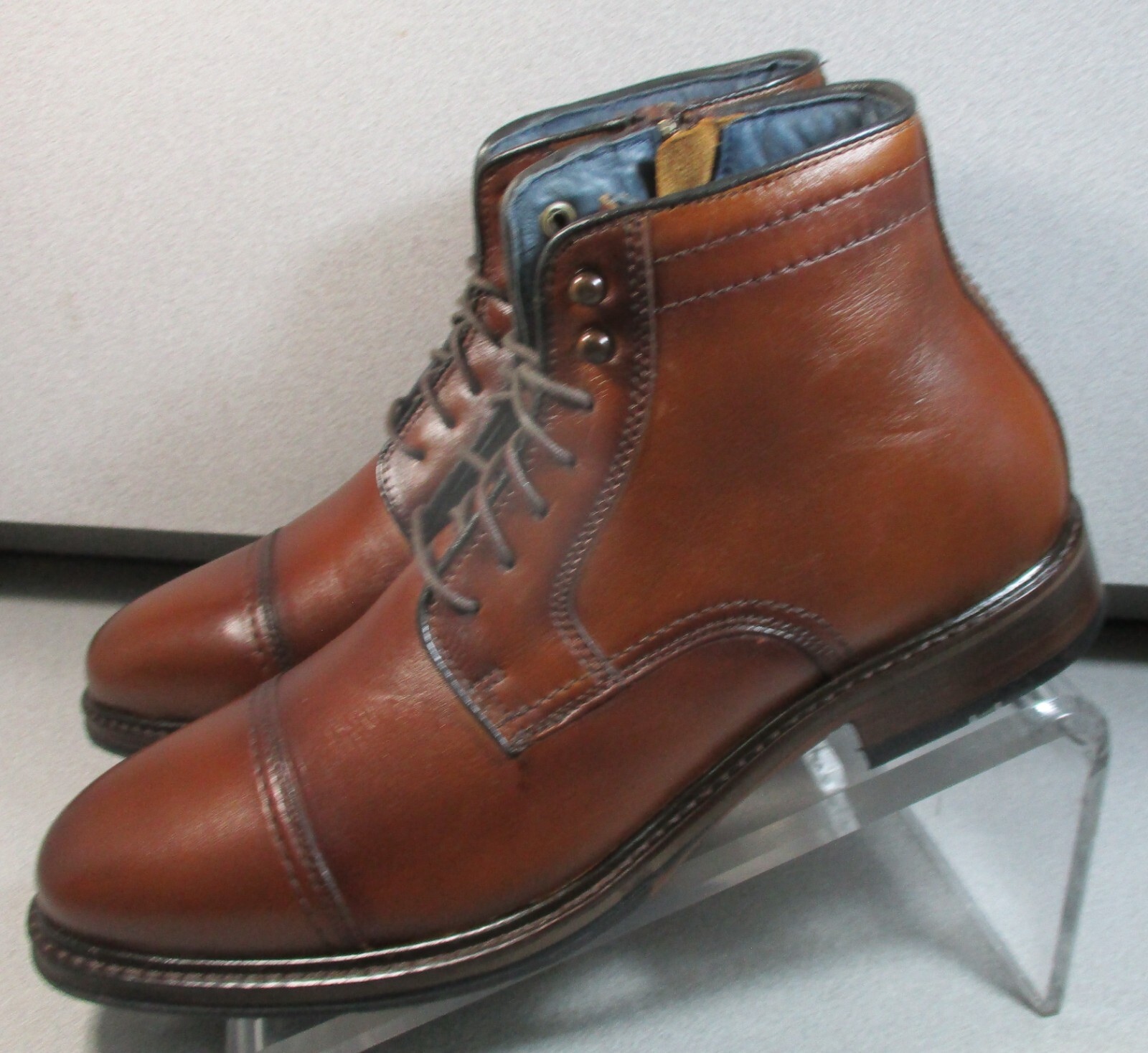 202764 MSBT50 RALEIGH MEN SHOE 10.5  TAN LEATHER ANKLE BOOT BY JOHNSTON & MURPHY