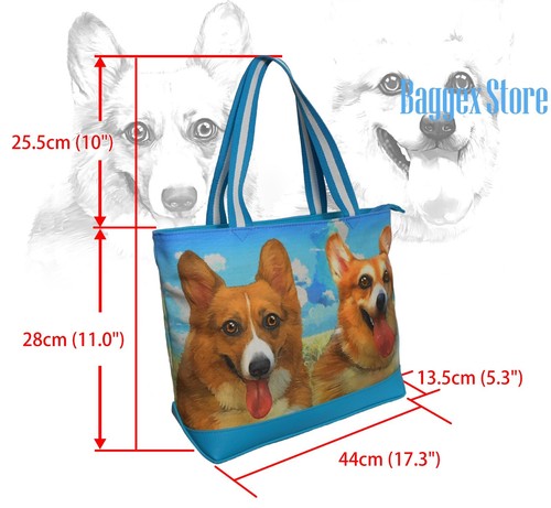 Bolso de Mano Mediano Furbabies Welsh Corgi Original Retrato Dibujo Impreso Lona - Imagen 2 de 12