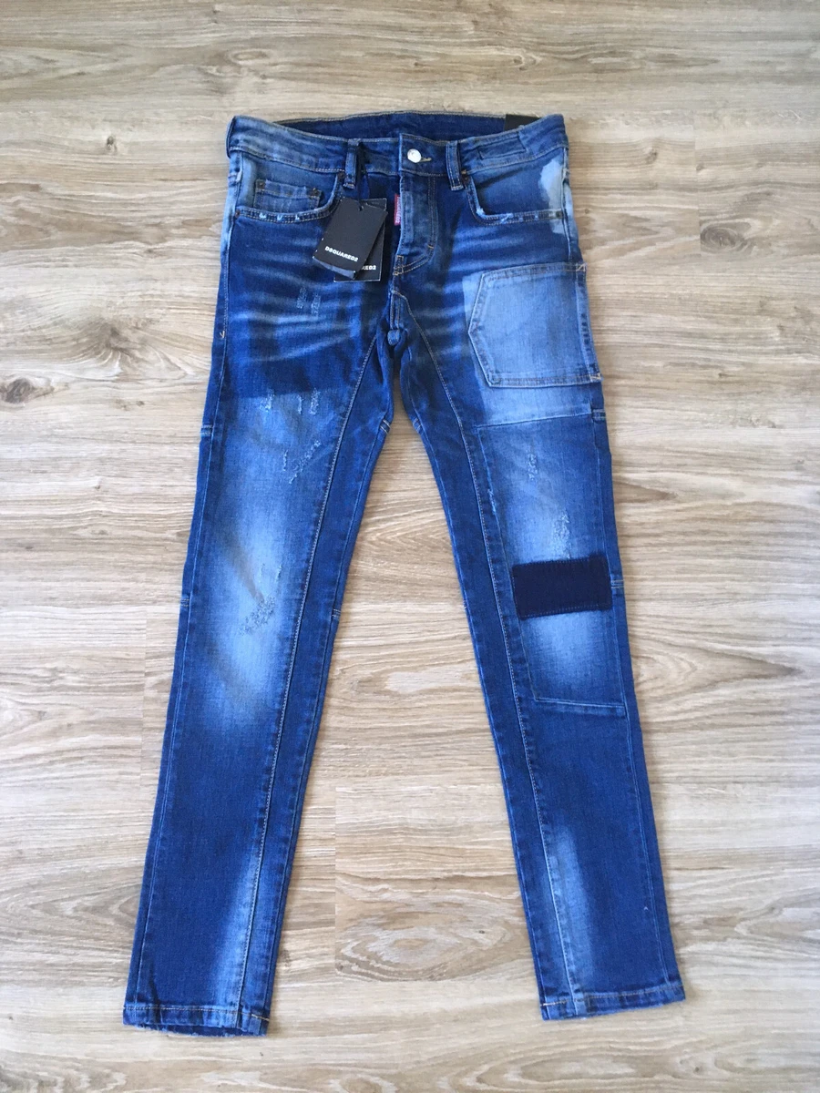 NEW DSQUARED2 BLUE MENS TIDY BIKER JEANS, SIZE: 33/44 EU